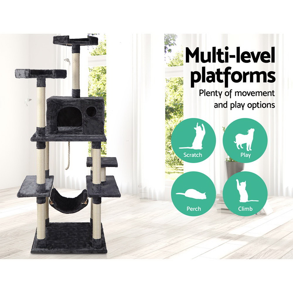 i.Pet Cat Tree 184cm with Hammock & Sleeping Cradle view 3