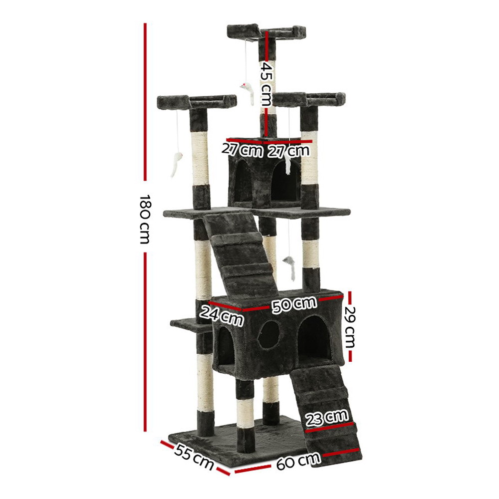 i.Pet Cat Tree 180cm Condo with Cubby Holes & Platforms view 2