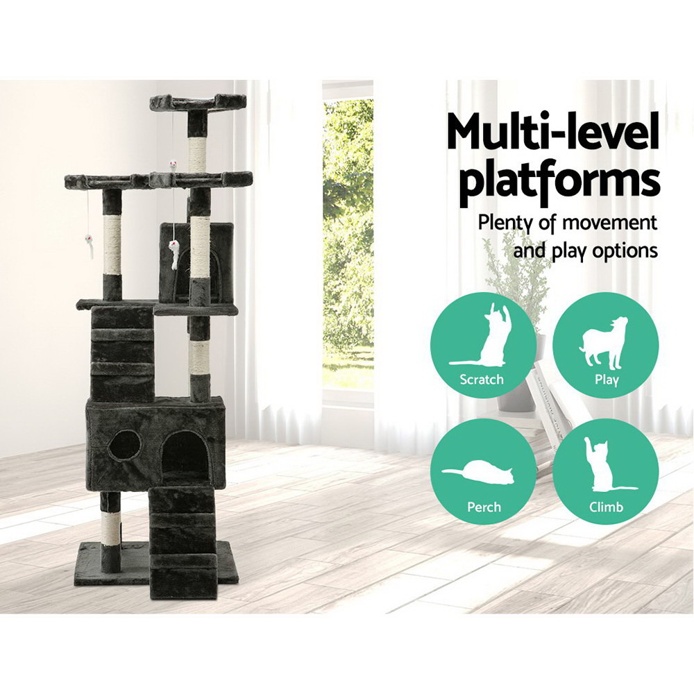 i.Pet Cat Tree 180cm Condo with Cubby Holes & Platforms view 3