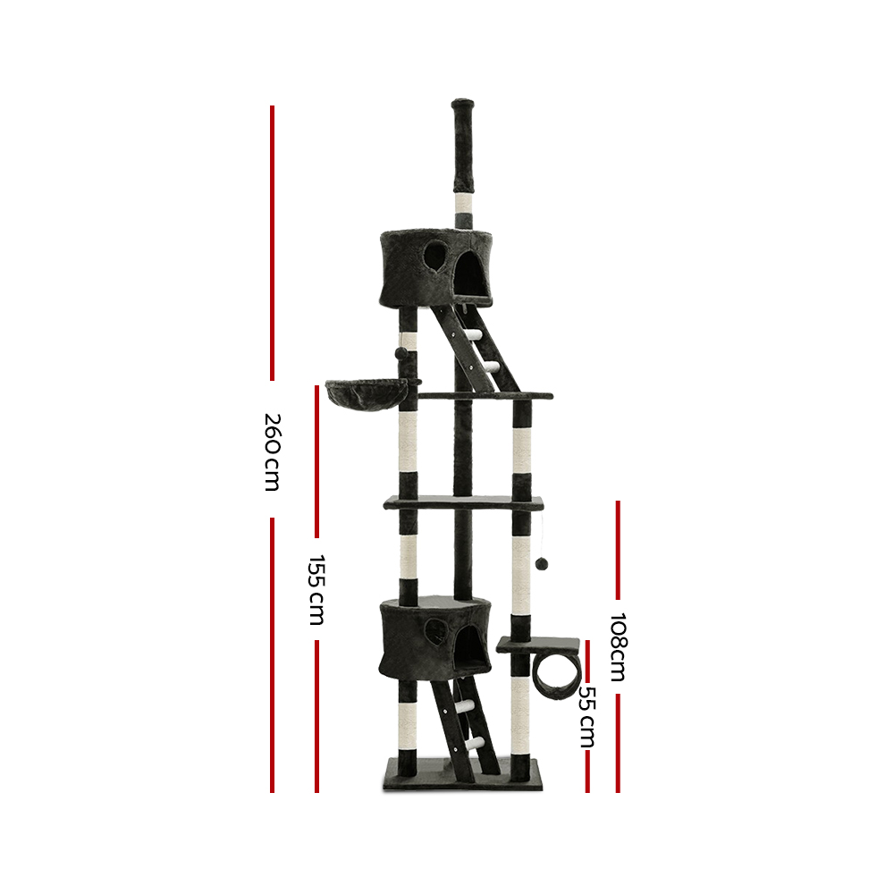 i.Pet Cat Tree 260cm Condo with Cubby Holes & Platforms view 2