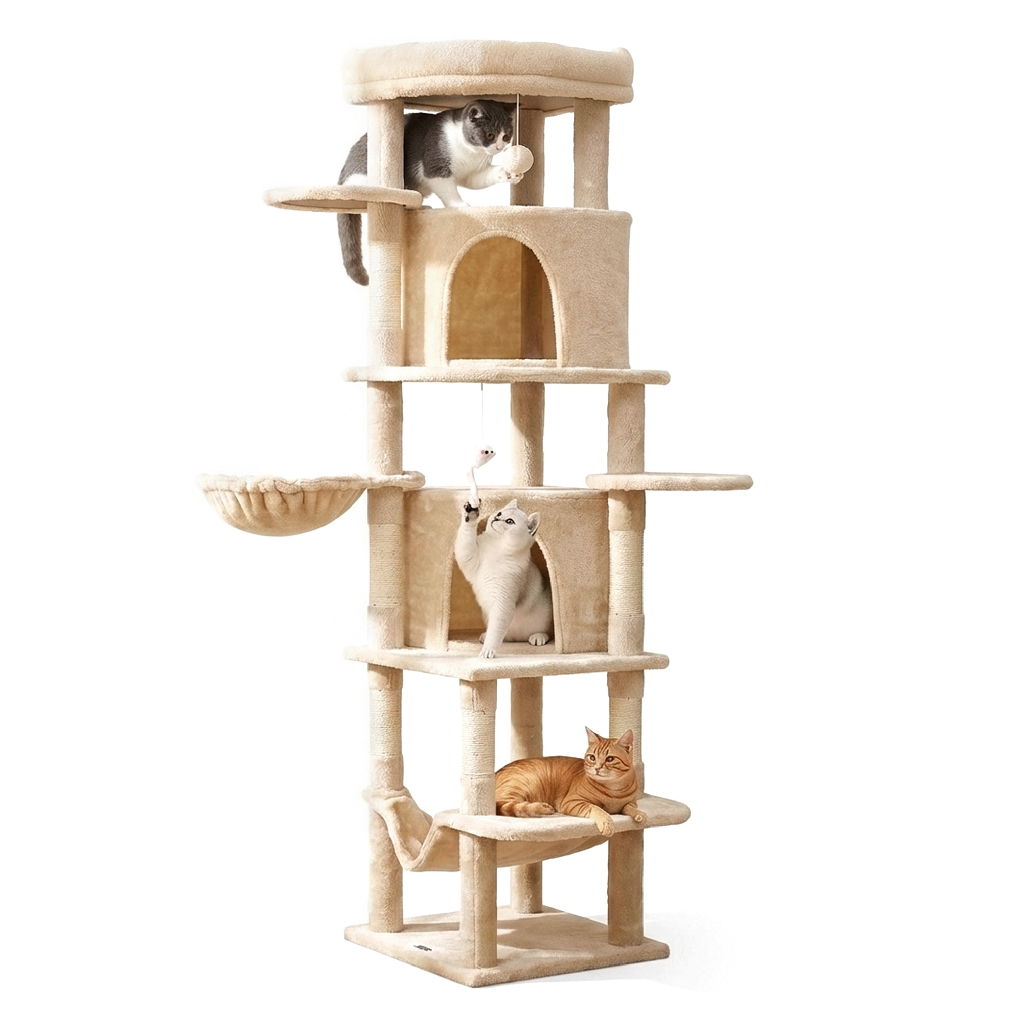 i.Pet Cat Tree Tower 167cm Large Beige Anti-Tip Base