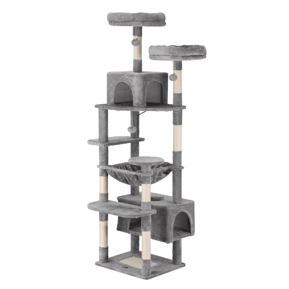 i.Pet Cat Tree 184cm Light Grey Wood with Plush Cover