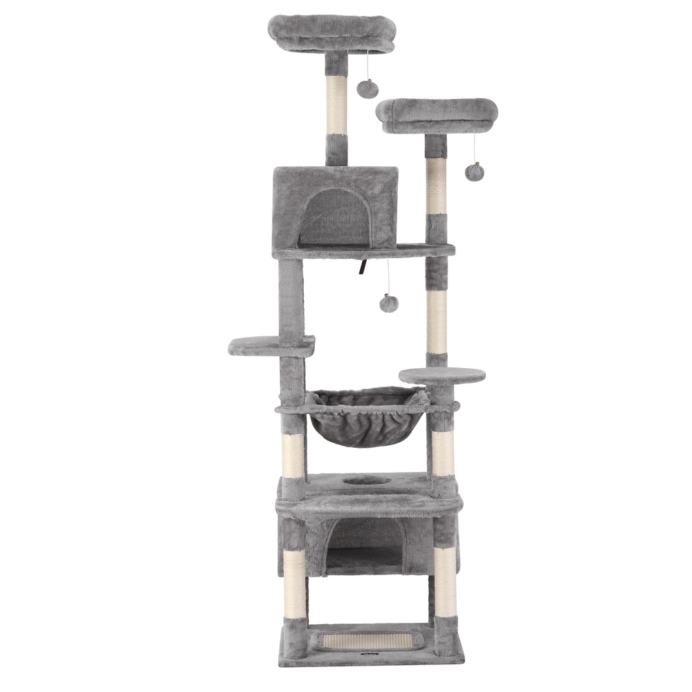 i.Pet Cat Tree 184cm Light Grey Wood with Plush Cover view 3