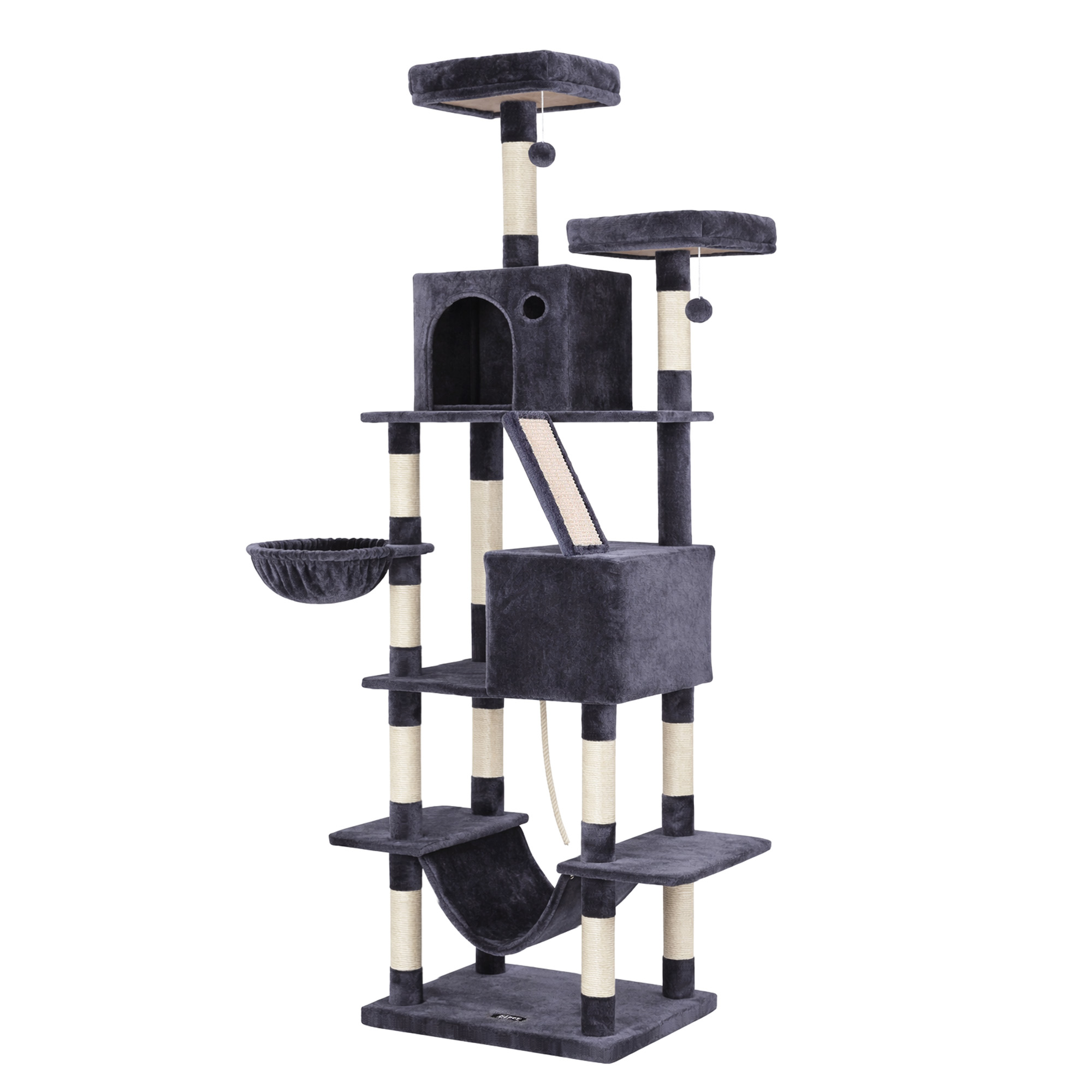i.Pet Cat Tree Tower 206cm Large Grey Anti-Tip Base view 2