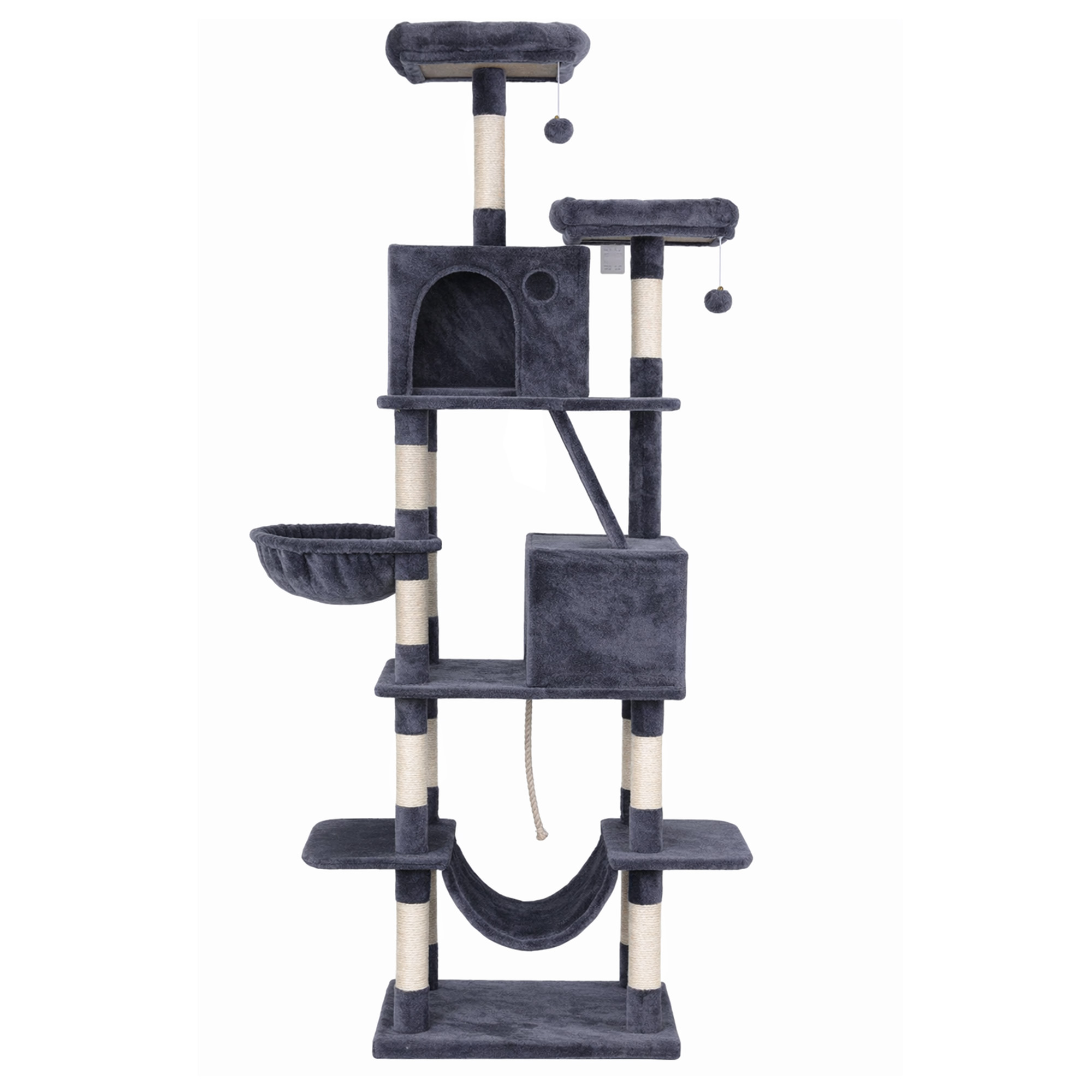 i.Pet Cat Tree Tower 206cm Large Grey Anti-Tip Base view 3