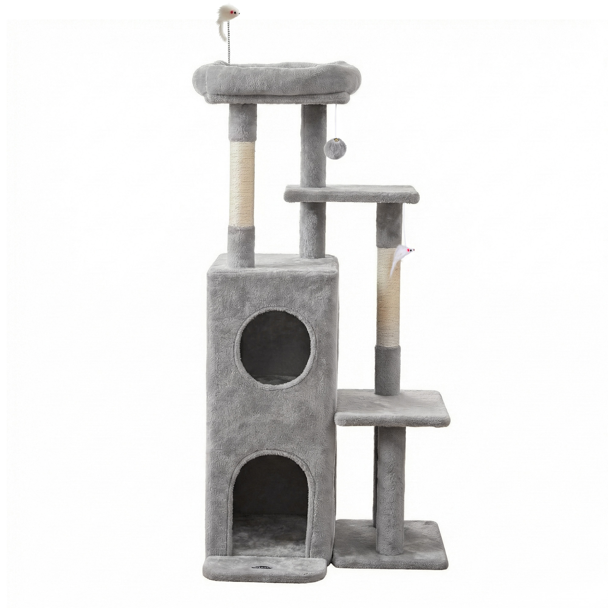 i.Pet Cat Tree Tower 127cm Light Grey Anti-Tip Base view 3