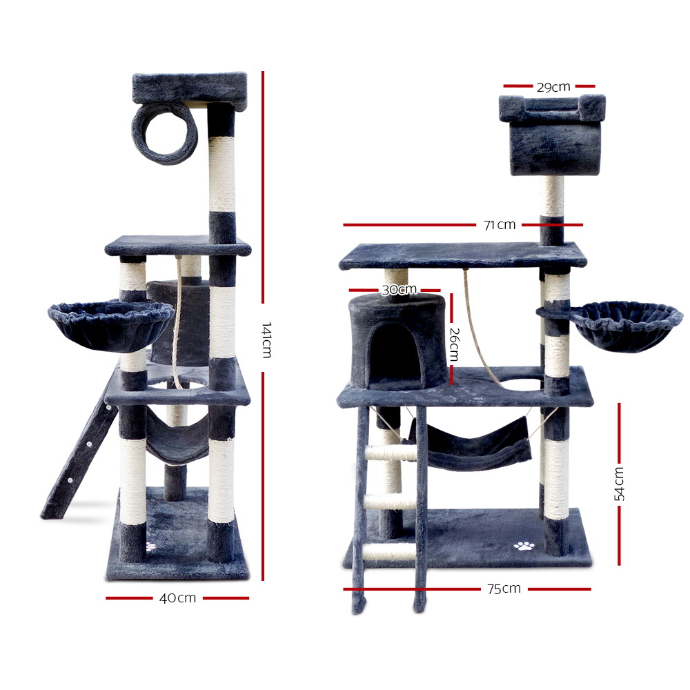 i.Pet Cat Tree 141cm Scratching Post Tower view 2