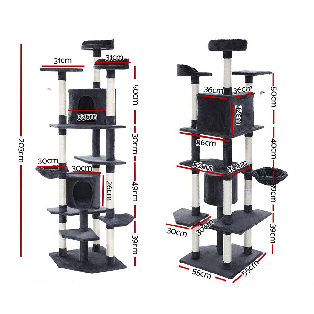 i.Pet Cat Tree 203cm with Sisal Scratching Posts view 2