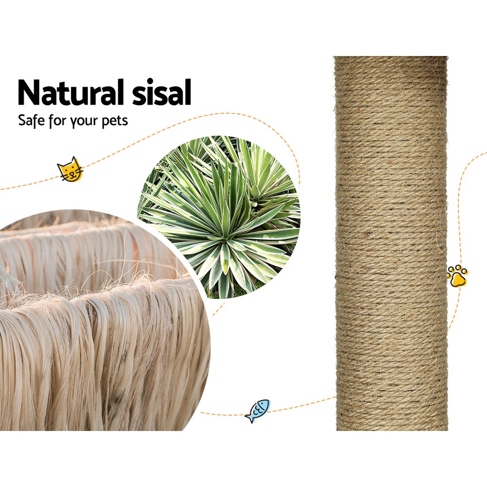 i.Pet Cat Tree 138cm Scratching Post Rattan Ladder view 4