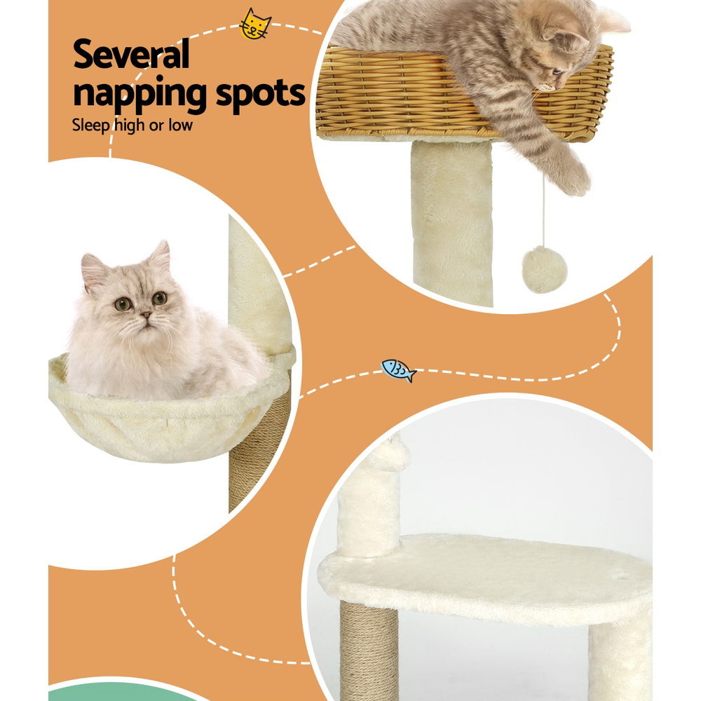 i.Pet Cat Tree 138cm Scratching Post Rattan Ladder view 5