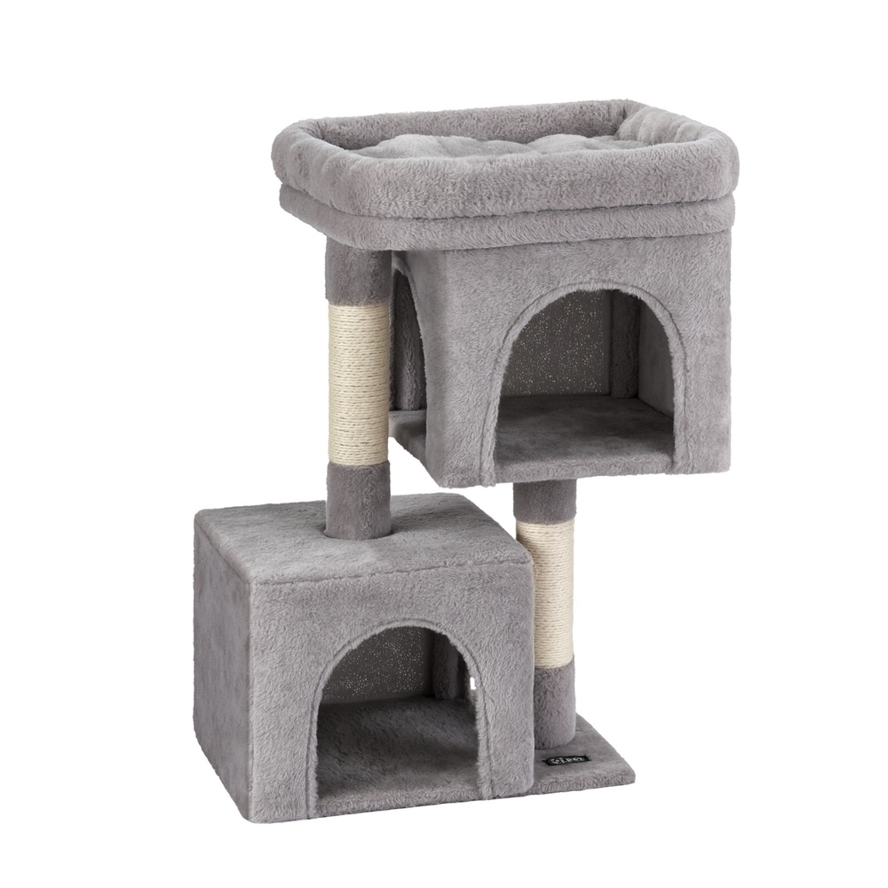 i.Pet Cat Tree 67cm Light Grey Wood with Plush Cover