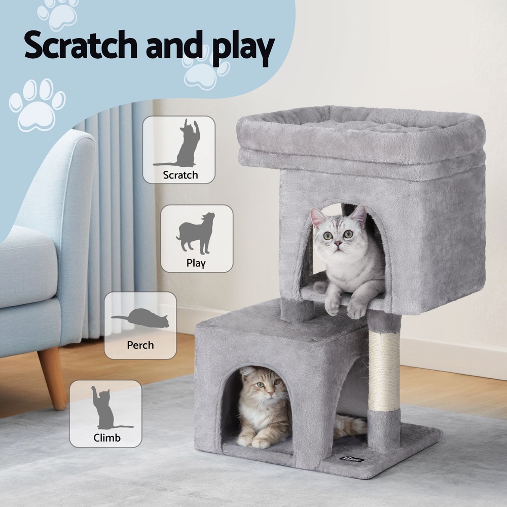 i.Pet Cat Tree 67cm Light Grey Wood with Plush Cover view 4