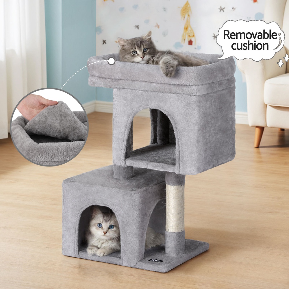 i.Pet Cat Tree 67cm Light Grey Wood with Plush Cover view 5