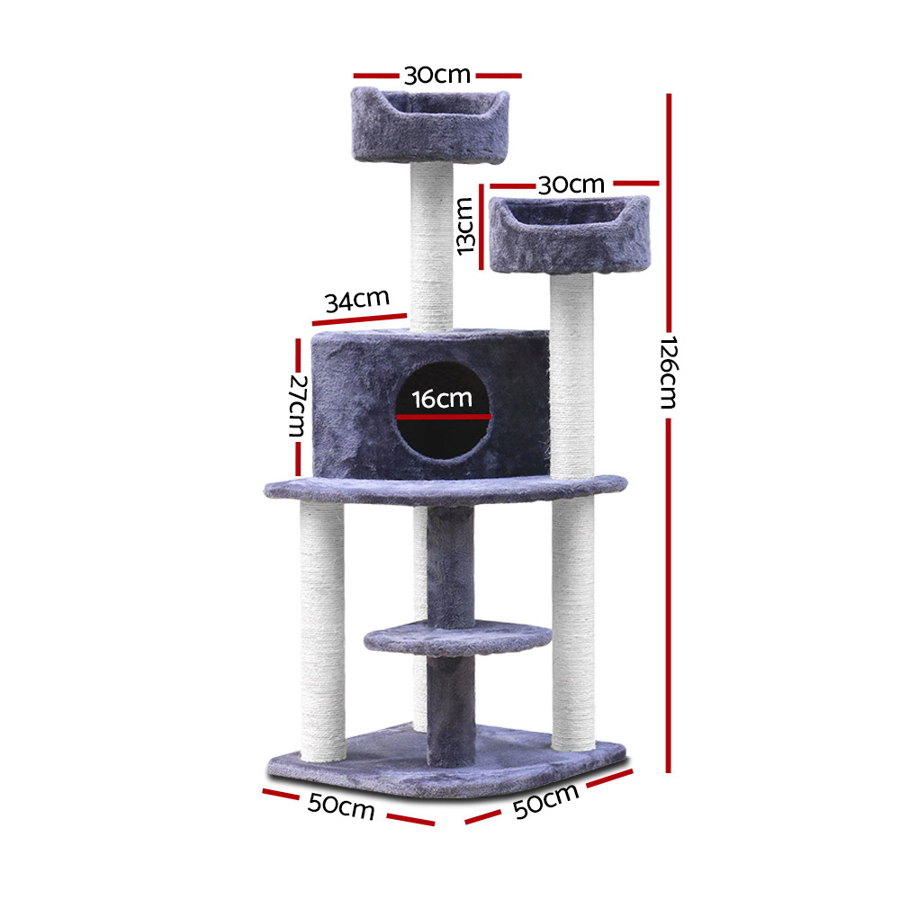 i.Pet Cat Tree 126cm Scratching Post Condo view 2