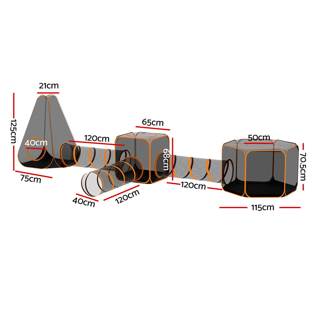 i.Pet 6-in-1 Pet Playpen Cat House Tent Tunnel view 2