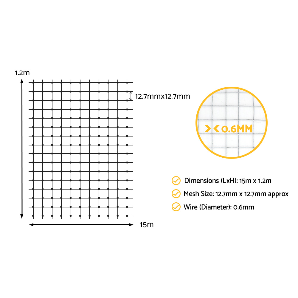 i.Pet Chicken Fence Wire Mesh Roll 15m x 120cm view 2