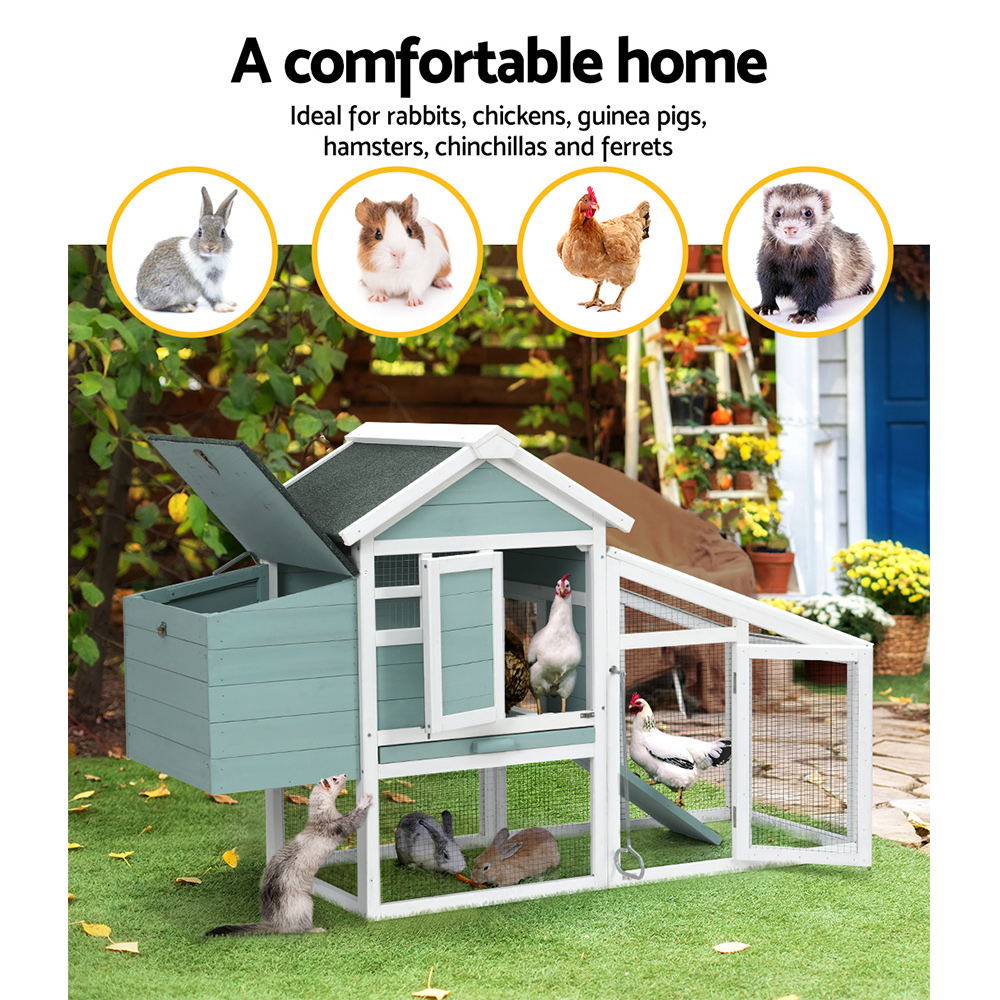 i.Pet Rabbit Hutch 150cm Wooden with Galvanised Mesh view 4