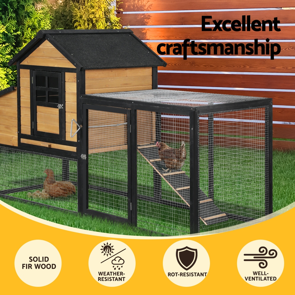 i.Pet Rabbit Hutch Extra Large Wooden Chicken Coop with Ramp view 4