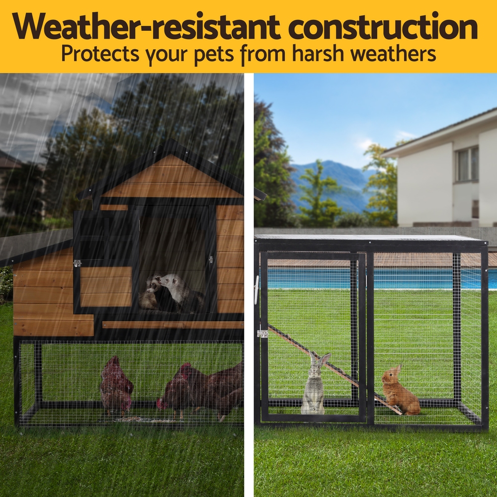 i.Pet Rabbit Hutch Extra Large Wooden Chicken Coop with Ramp view 5