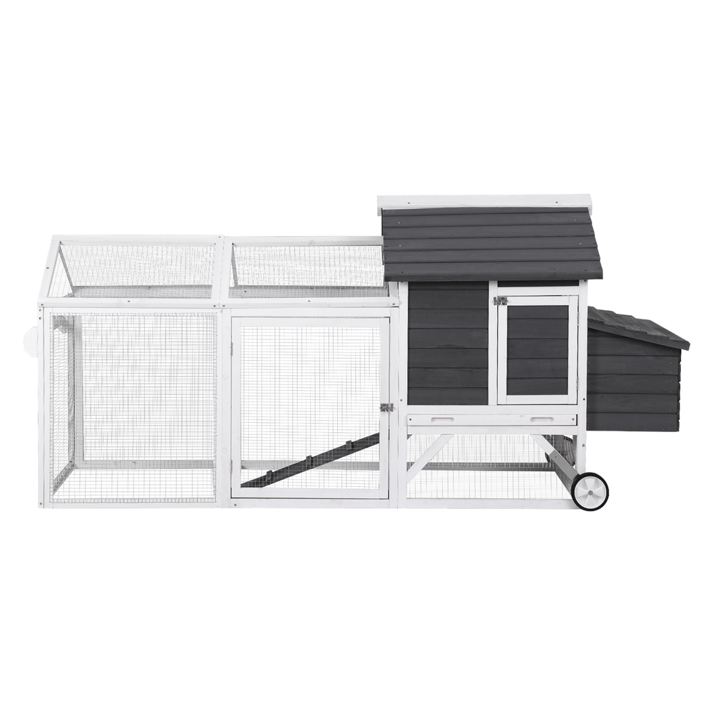 i.Pet Rabbit Hutch Extra Large Wooden Chicken Coop with Wheels view 3