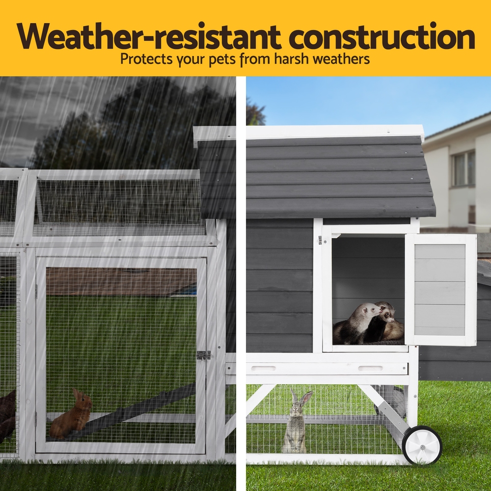i.Pet Rabbit Hutch Extra Large Wooden Chicken Coop with Wheels view 5