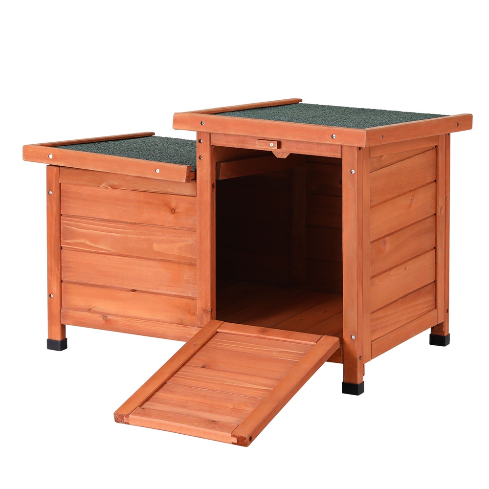 i.Pet Wooden Cat House Rabbit Hutch Condo with Rubber Feet
