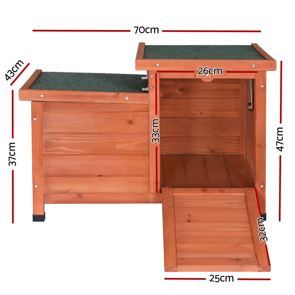 i.Pet Wooden Cat House Rabbit Hutch Condo with Rubber Feet view 2