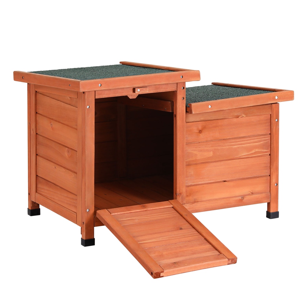 i.Pet Wooden Cat House Rabbit Hutch Condo with Rubber Feet view 3