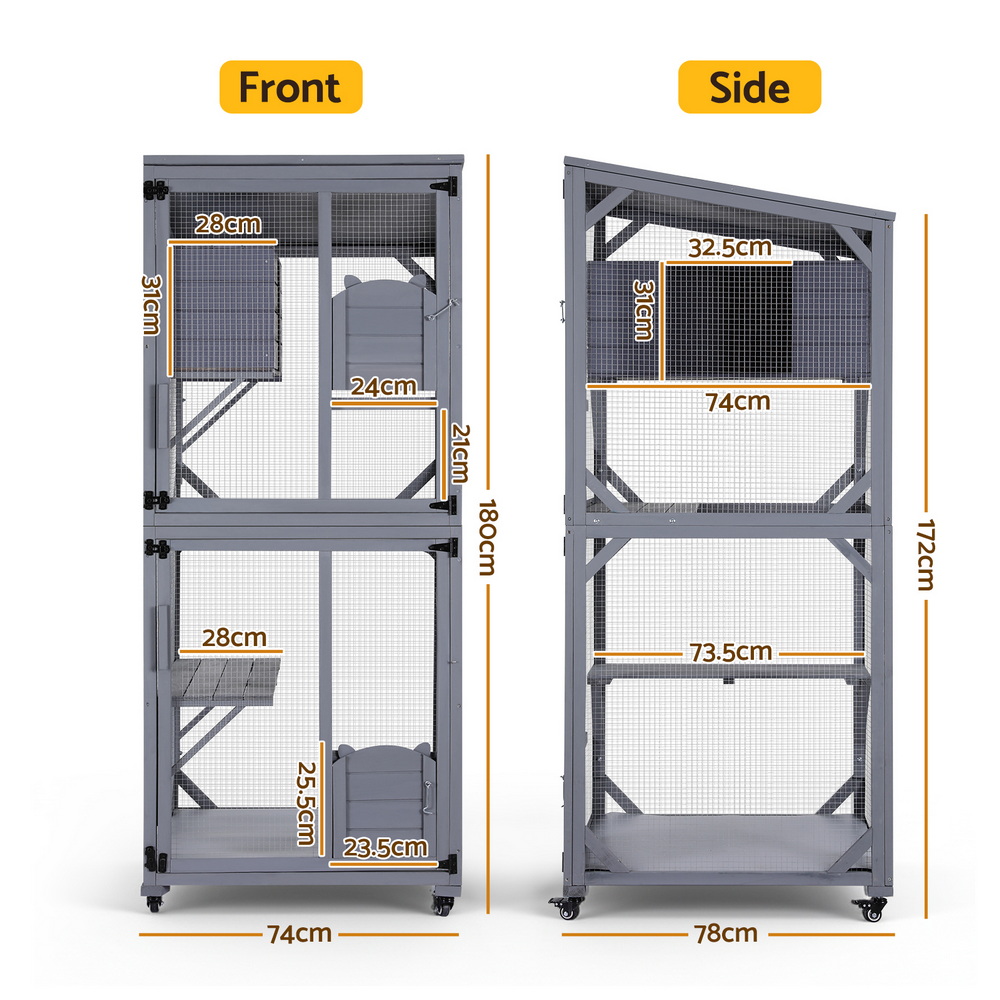 i.Pet Wooden Cat House 180cm Rabbit Hutch Condo view 2