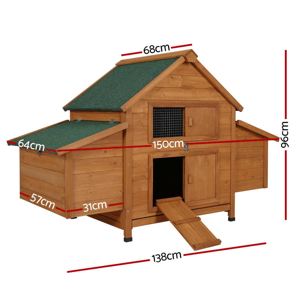 i.Pet Rabbit Hutch 150cm x 68cm Wooden Play Space view 2