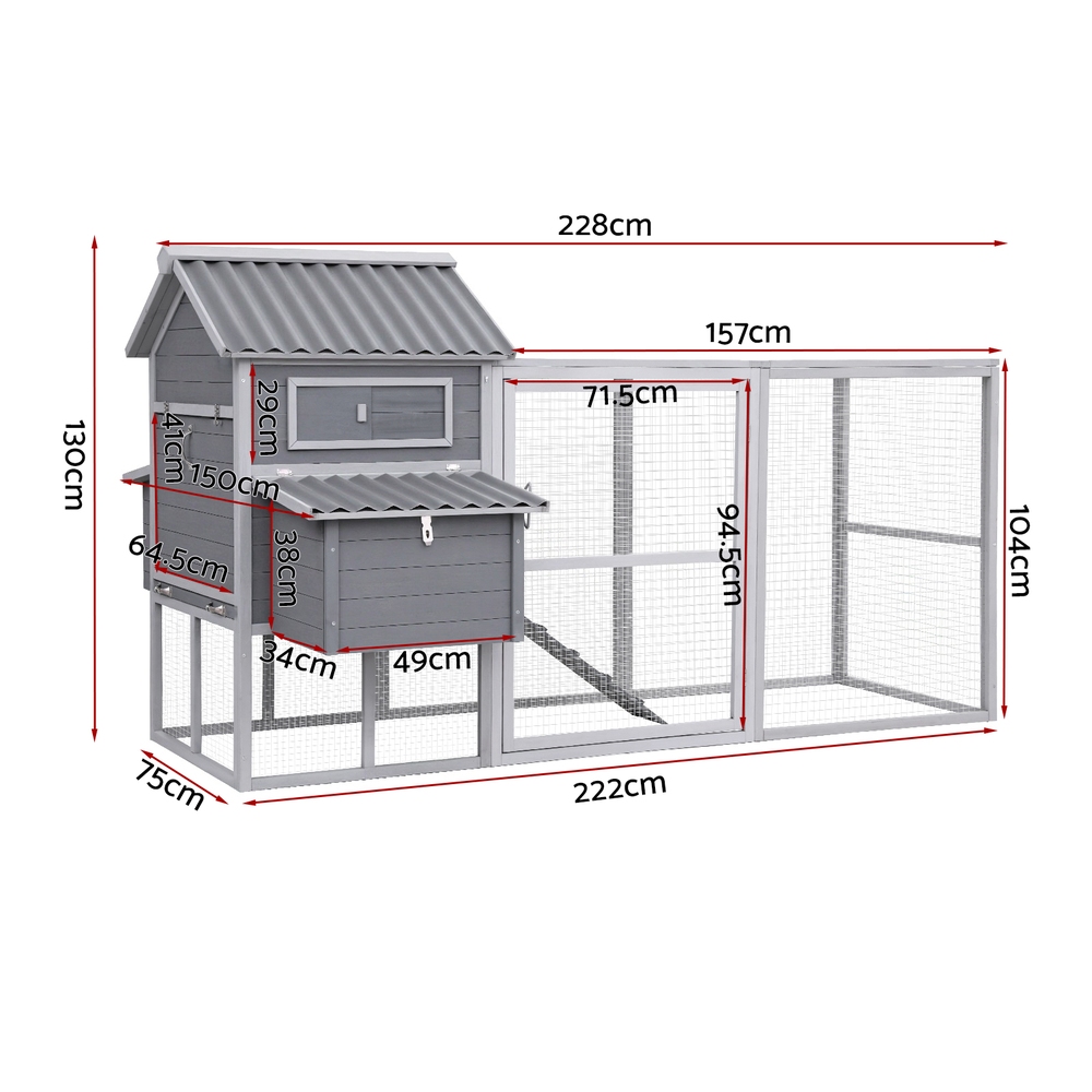 i.Pet Rabbit Hutch Extra Large Wooden Coop with Hatching Box view 2