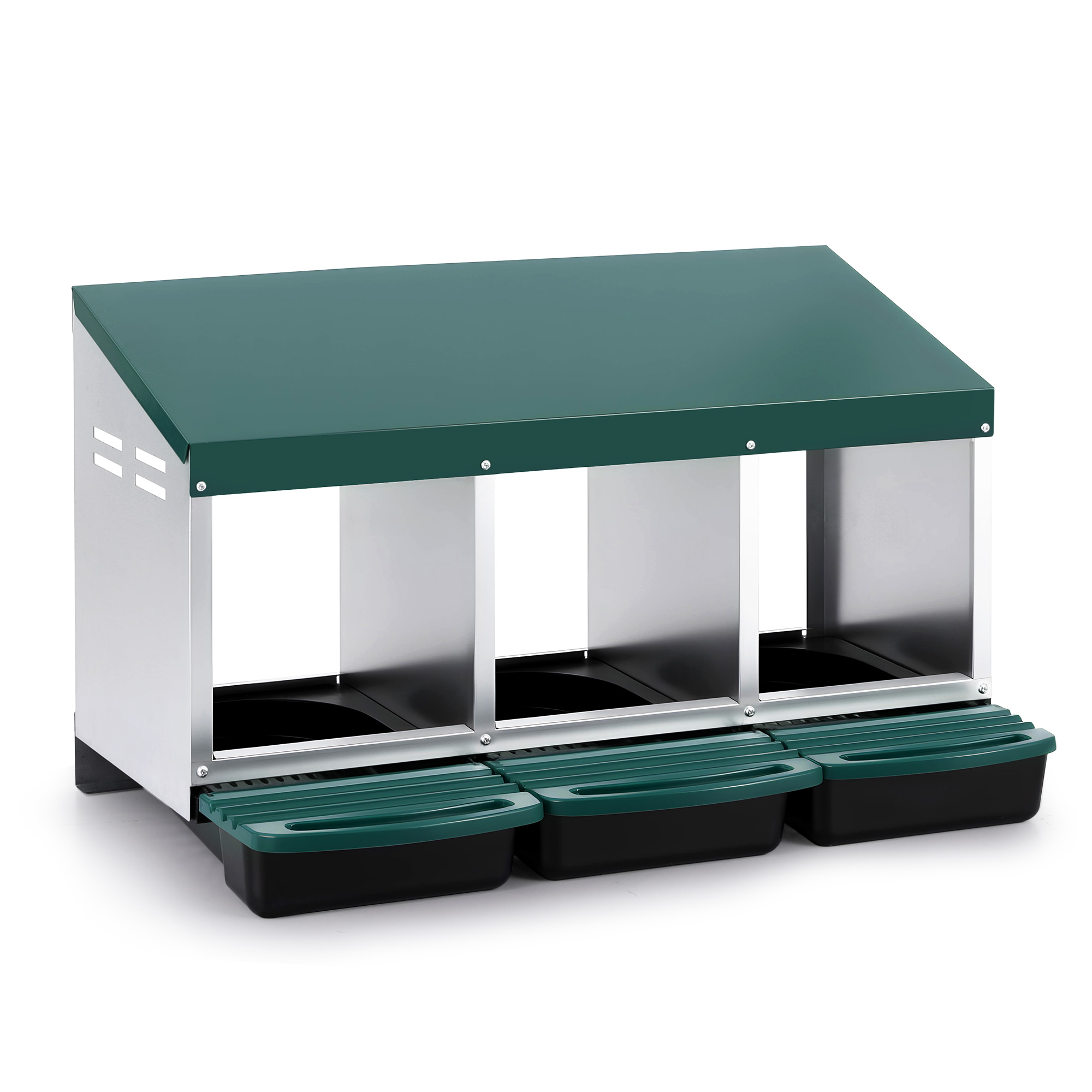 i.Pet Chicken Nesting Box 3 Holes Roll Away Metal