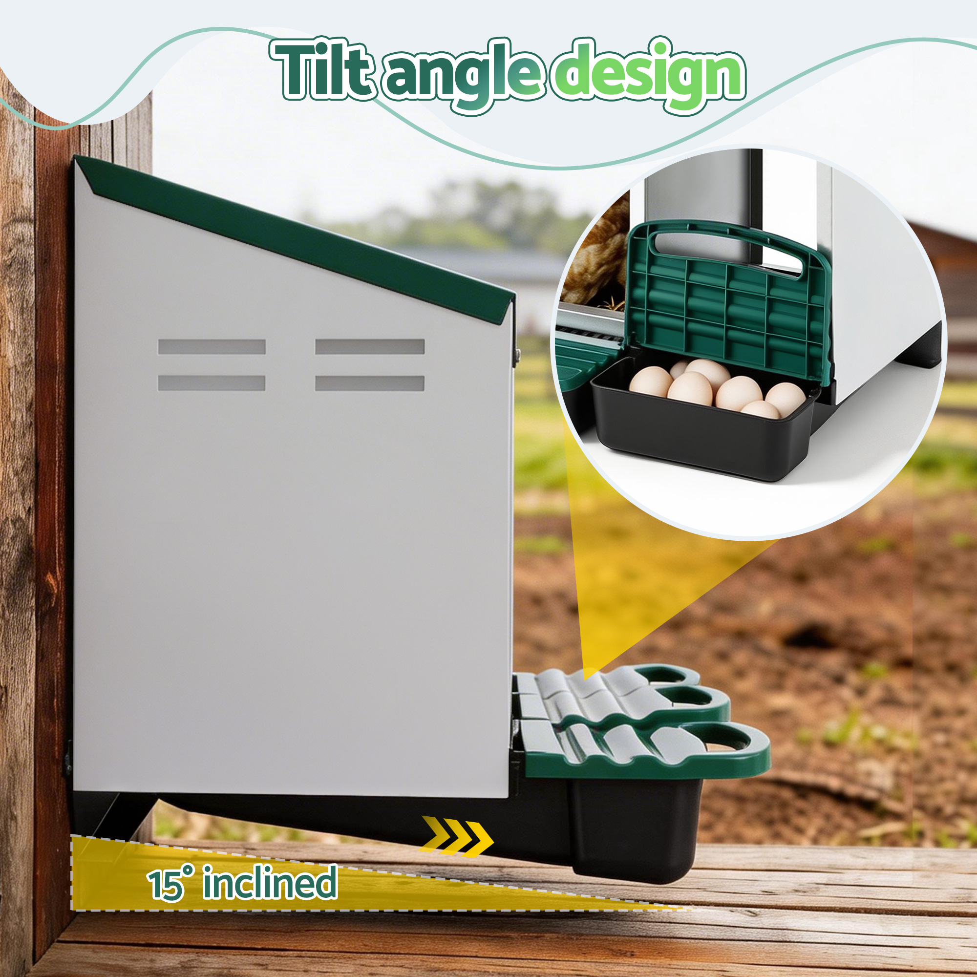 i.Pet Chicken Nesting Box 3 Holes Roll Away Metal view 5