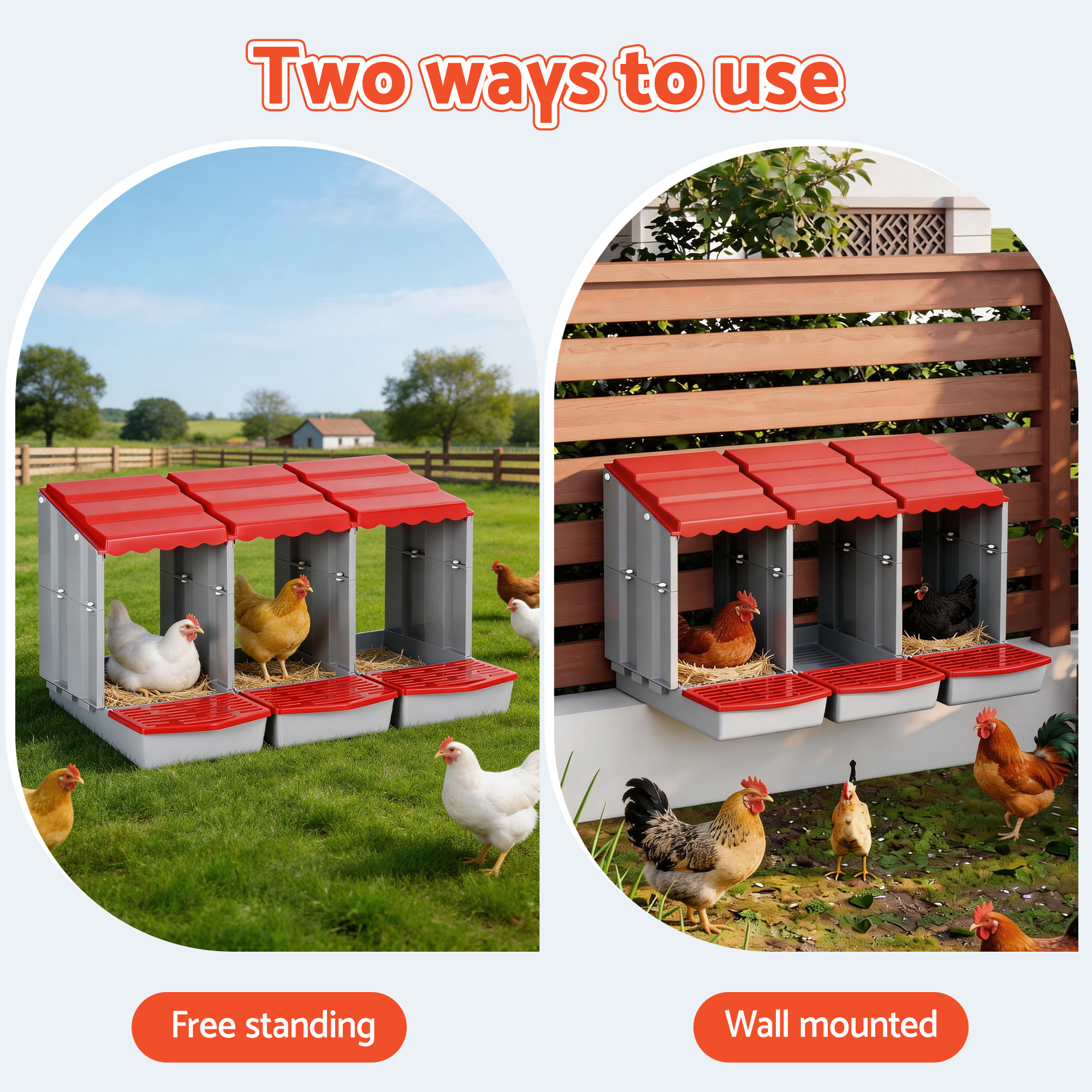 i.Pet Chicken Nesting Box 3 Hole Roll Away Red view 4