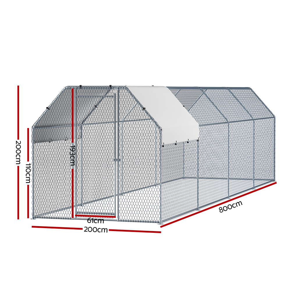 i.Pet Chicken Coop Cage Run 2m x 8m Walk In Hen House view 2