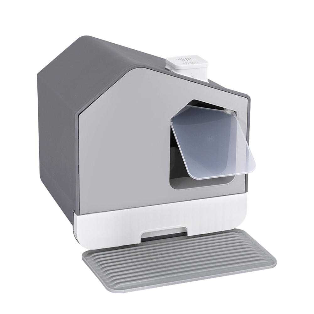 i.Pet Enclosed Cat Litter Box Hooded Grey