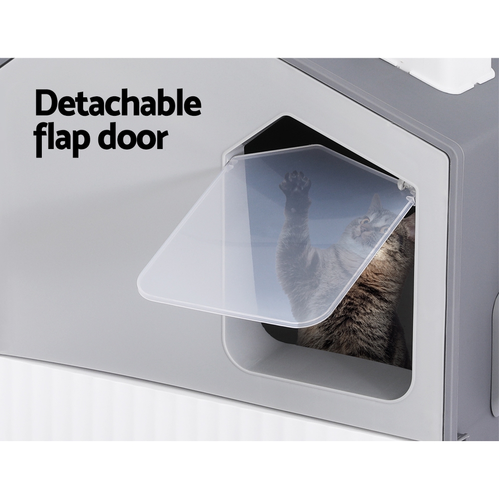 i.Pet Enclosed Cat Litter Box Hooded Grey view 4