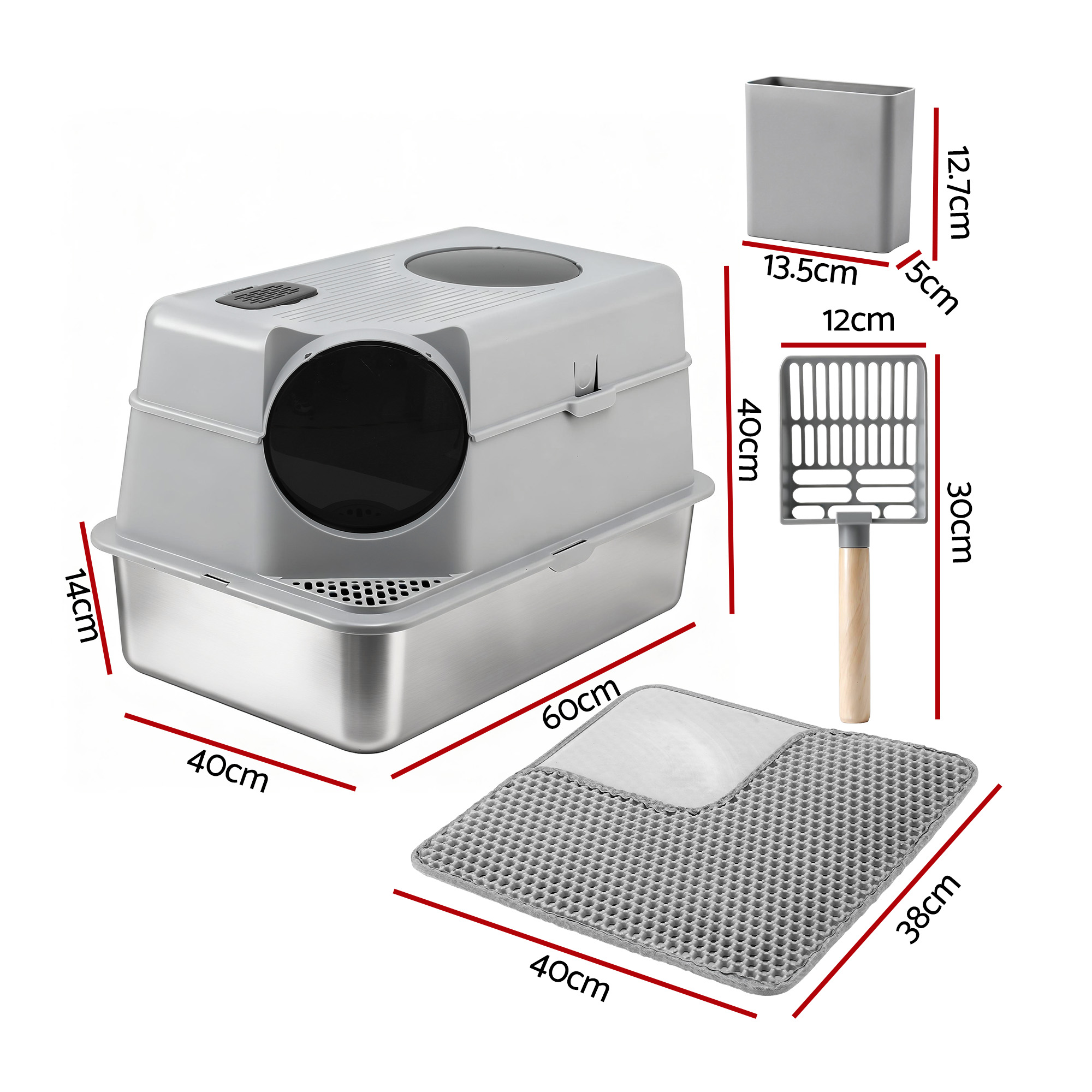 i.Pet Stainless Steel Cat Litter Box High-Sided view 2