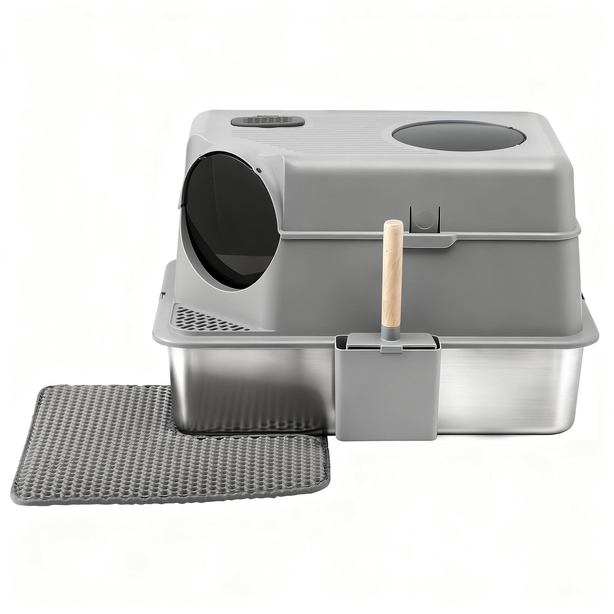 i.Pet Stainless Steel Cat Litter Box High-Sided view 3