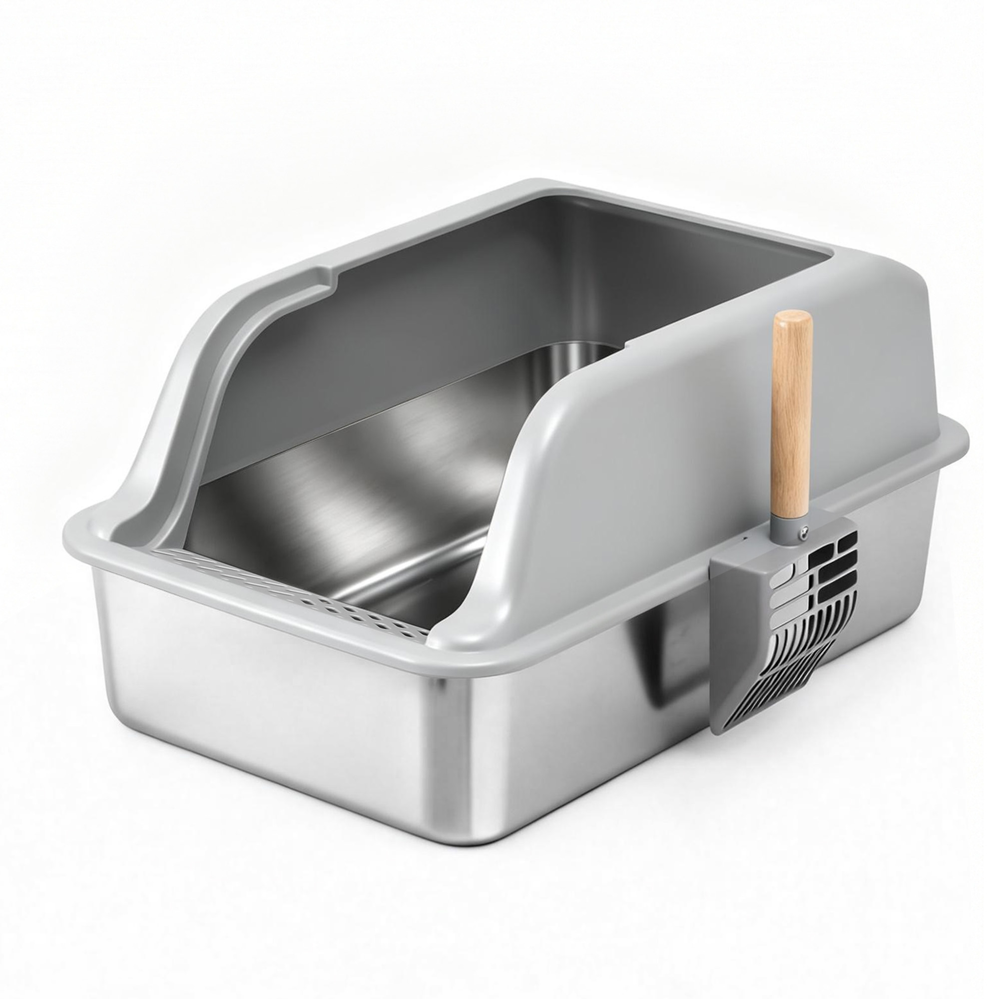 i.Pet Stainless Steel Cat Litter Box Semi-Enclosed