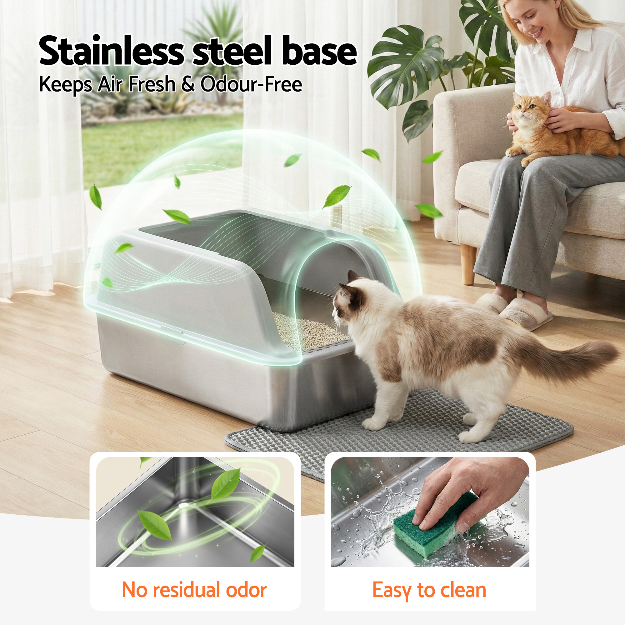 i.Pet Stainless Steel Cat Litter Box Semi-Enclosed view 4