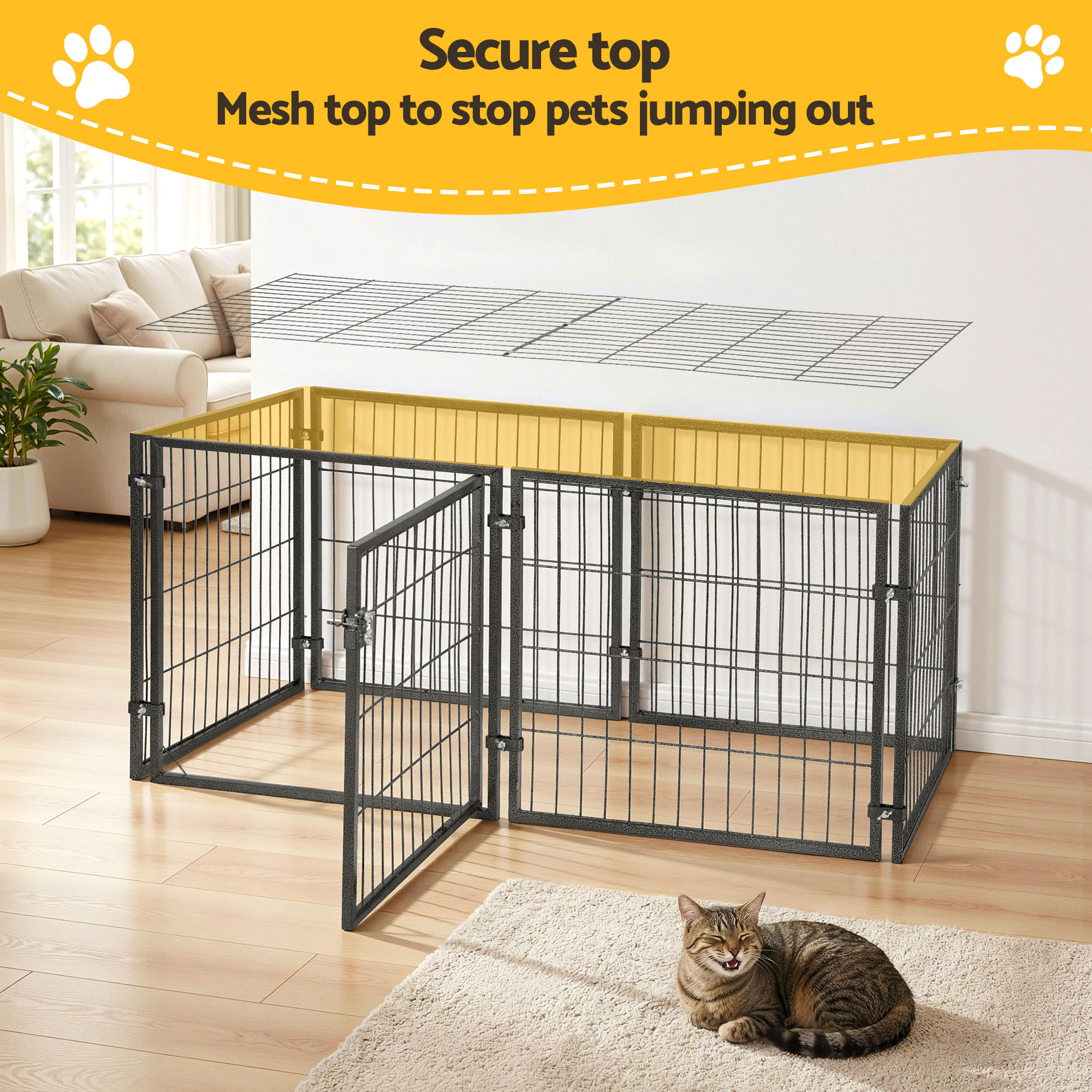 i.Pet Large Dog Crate Cage 129cm Metal Playpen view 5