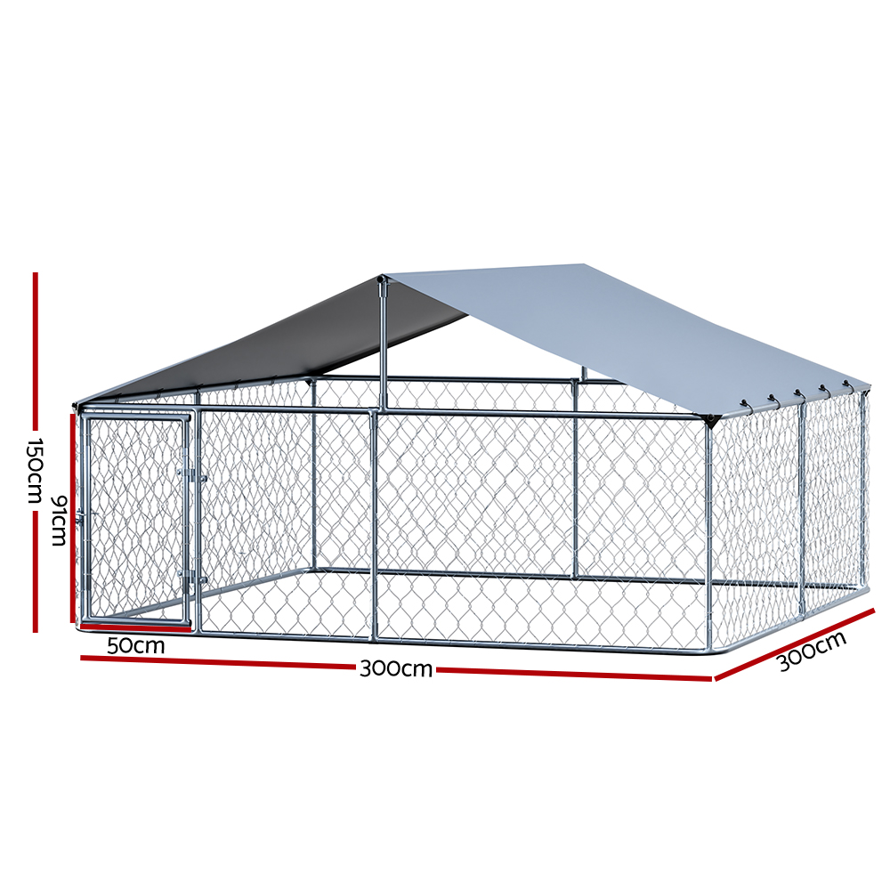 i.Pet Dog Kennel with Roof Steel Frame Outdoor Enclosure view 2