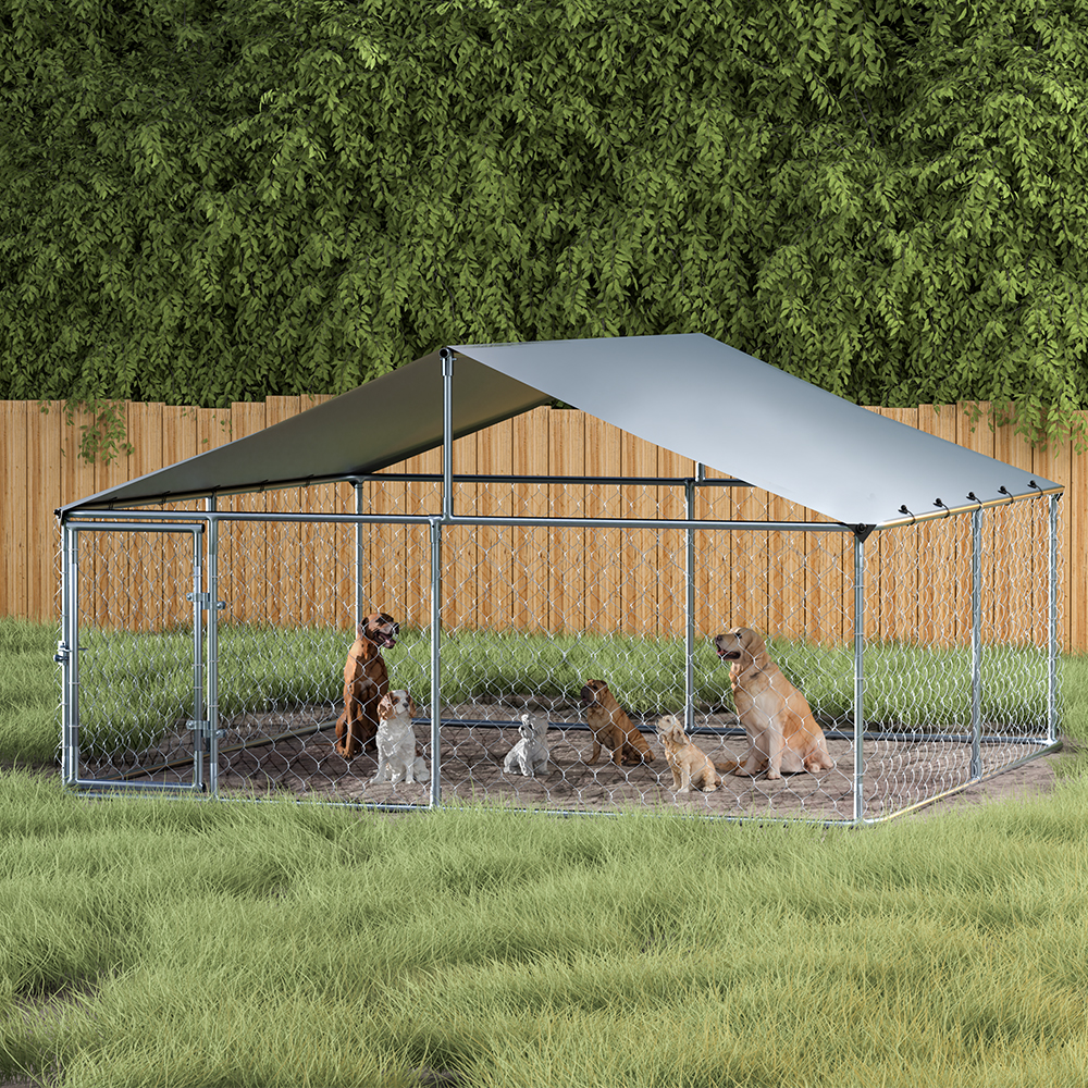 i.Pet Dog Kennel with Roof Steel Frame Outdoor Enclosure view 5