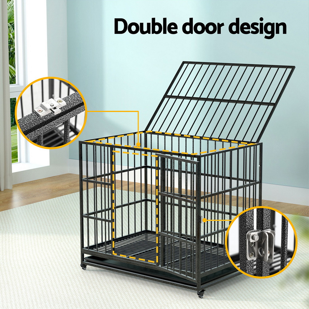 i.Pet Metal Dog Cage Crate with Wheels & Tray view 5