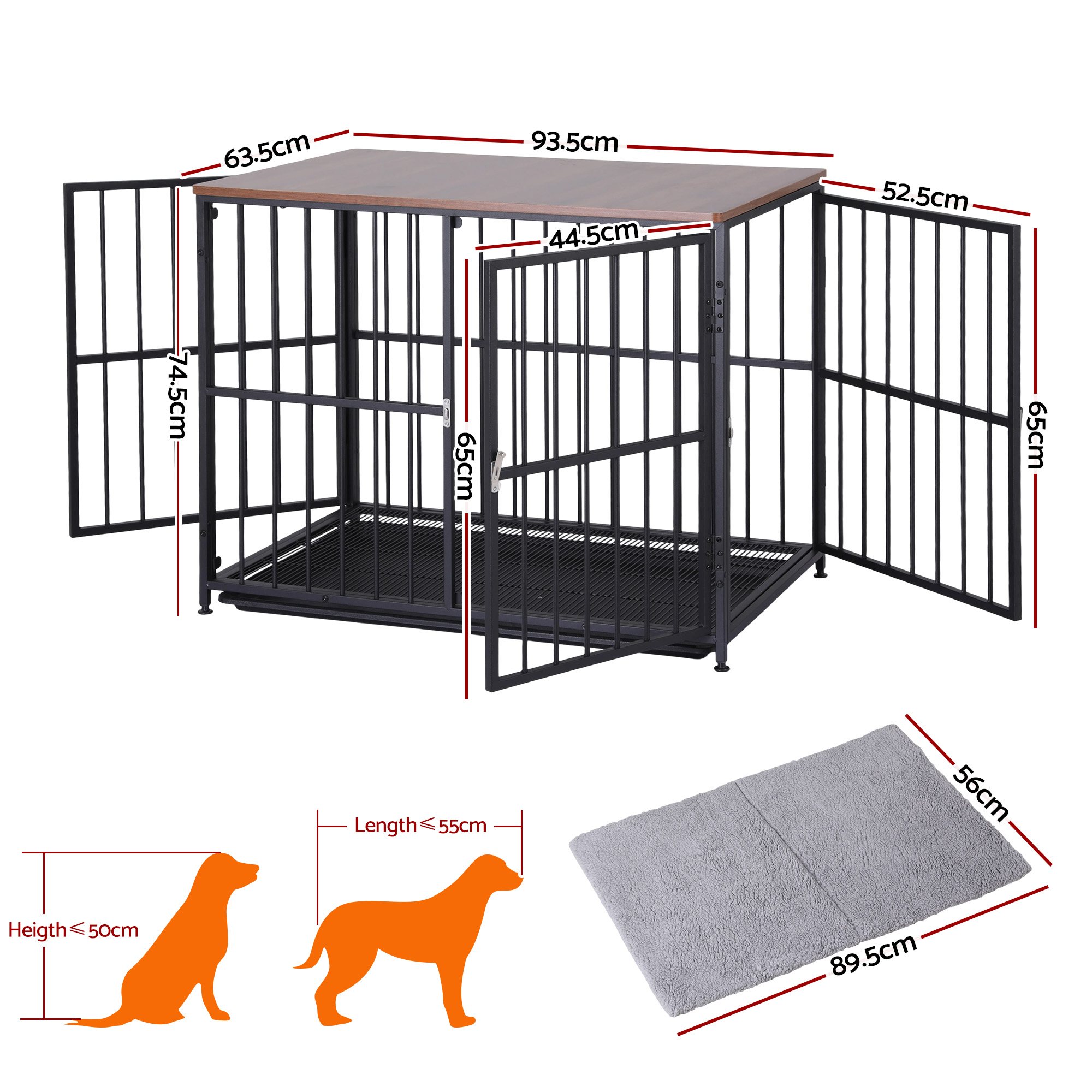 i.Pet Large Dog Crate Furniture 93cm Wooden Side Table view 3