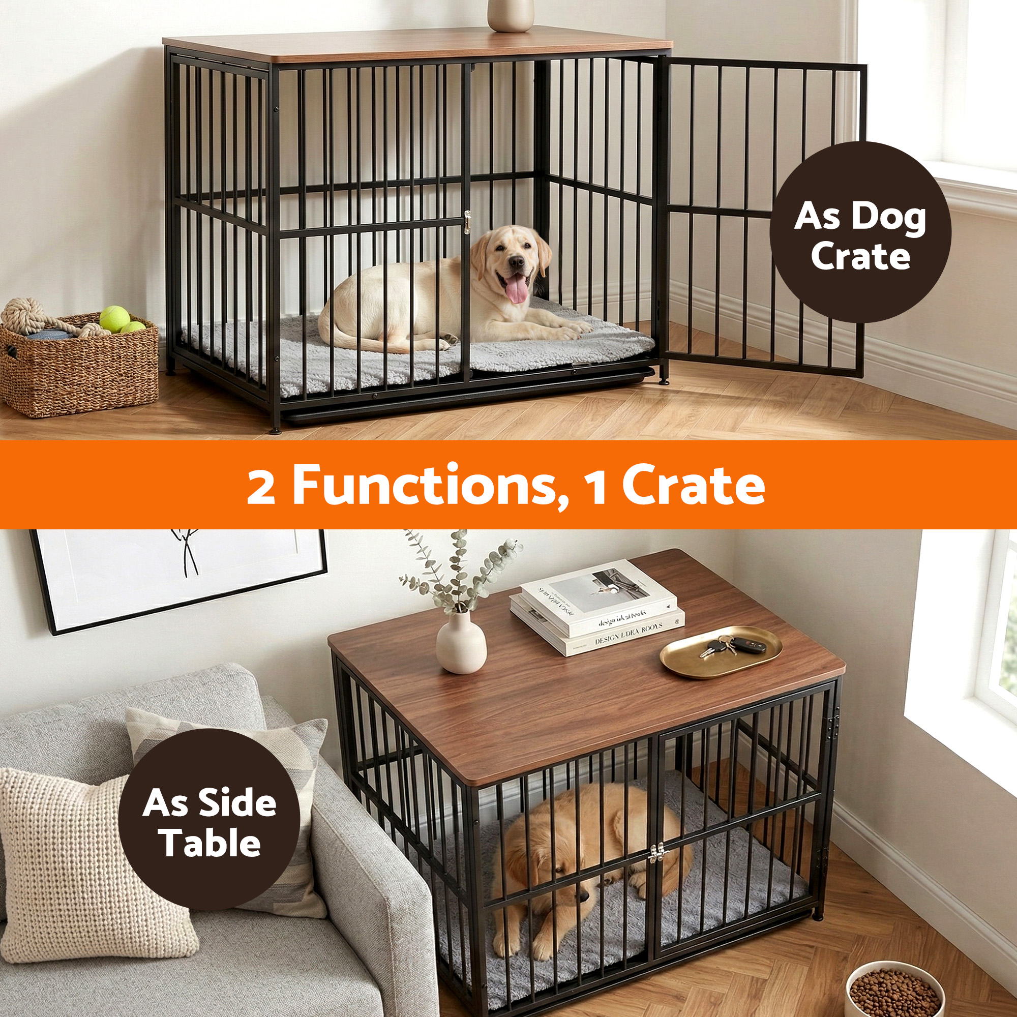 i.Pet Large Dog Crate Furniture 93cm Wooden Side Table view 5