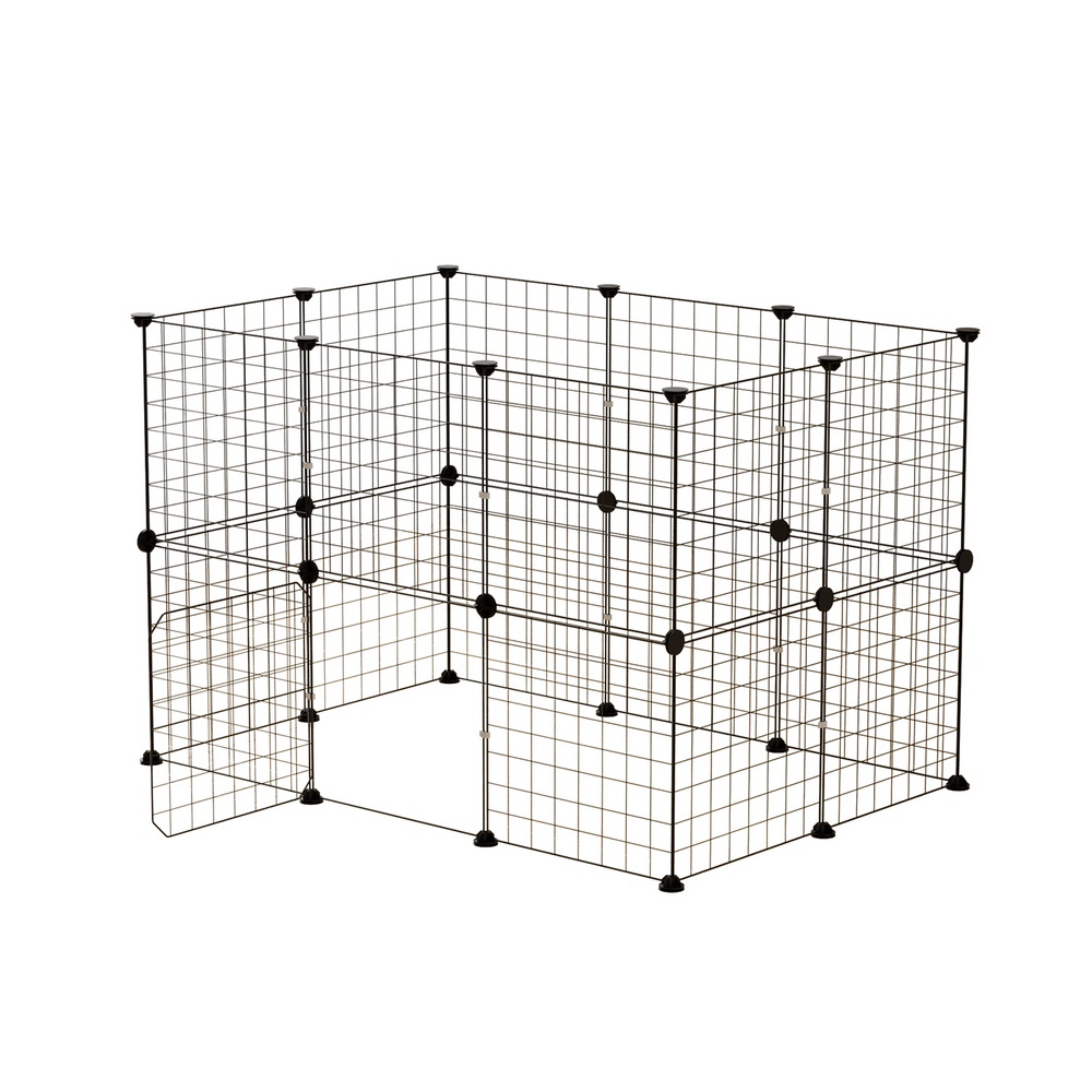 i.Pet 20 Panel Dog Playpen Foldable Metal Black