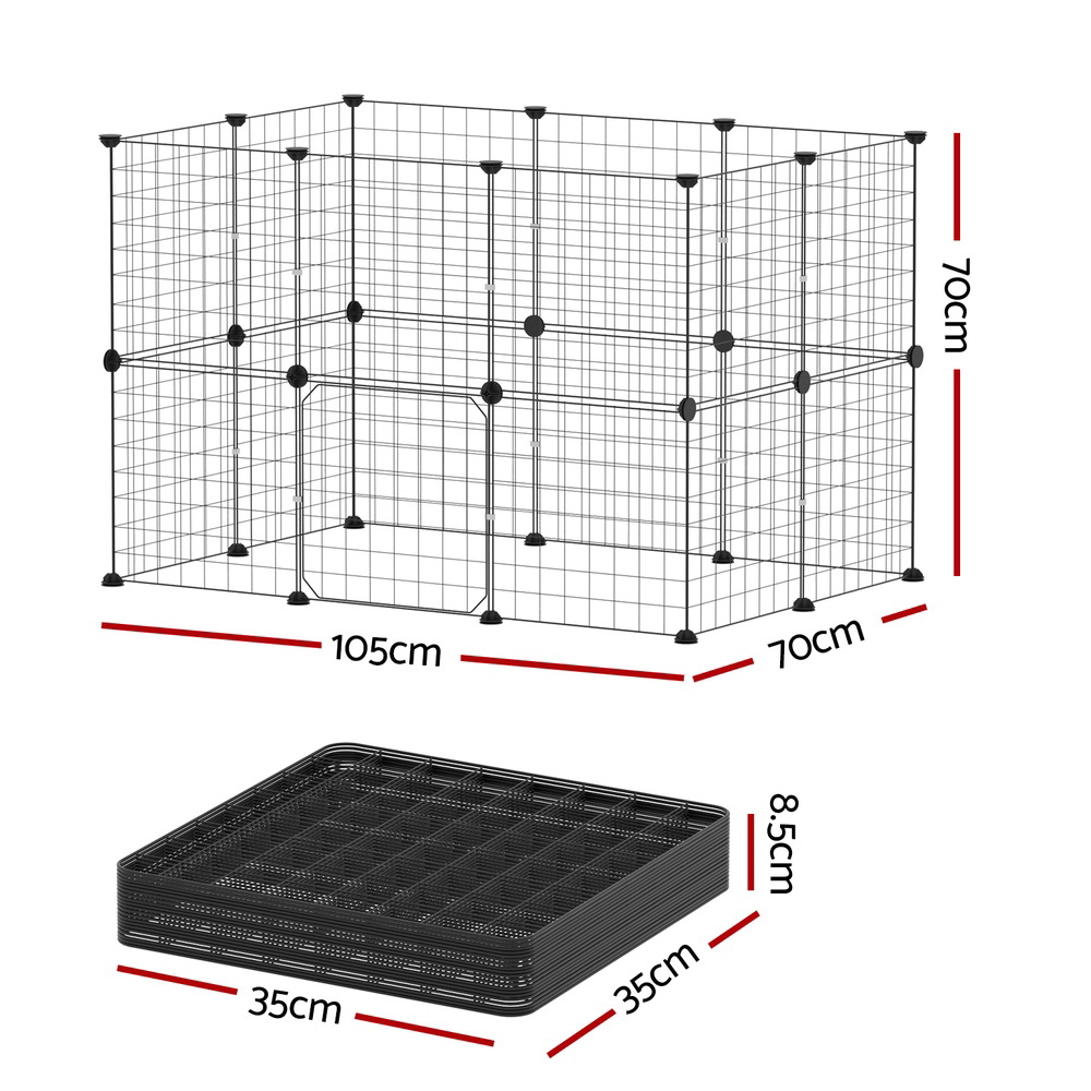 i.Pet 20 Panel Dog Playpen Foldable Metal Black view 2