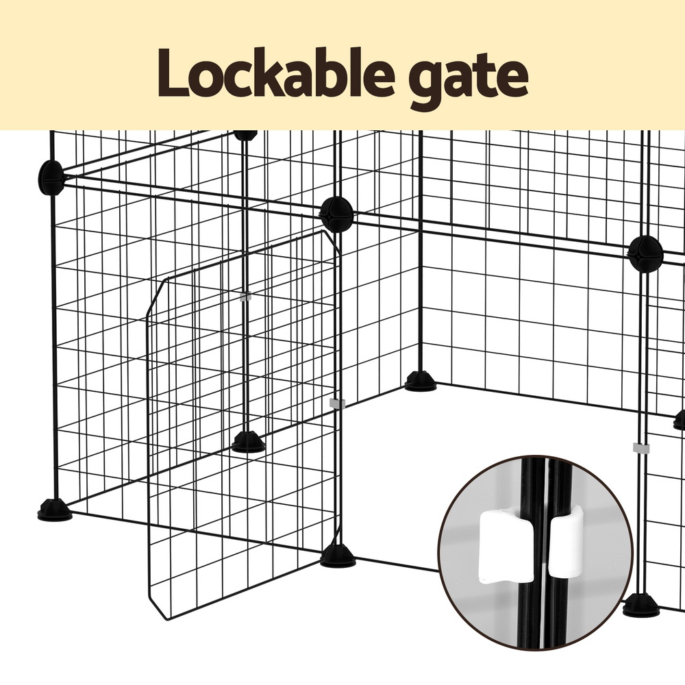 i.Pet 20 Panel Dog Playpen Foldable Metal Black view 5